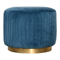Luxurious Teal Velvet Footstool with Gold Base