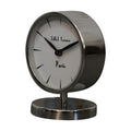 Round Chrome Table Clock with White Face