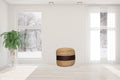 Jute Pouffe with Brown Band