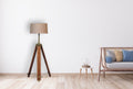 Brass Plated and Wooden Teak Floor Lamp