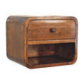 Mini Curved Chestnut Bedside with Open Slot