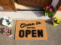 'Come In We're Open' Welcome Doormat