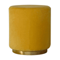 Luxurious Mustard Velvet Footstool - Gold Base